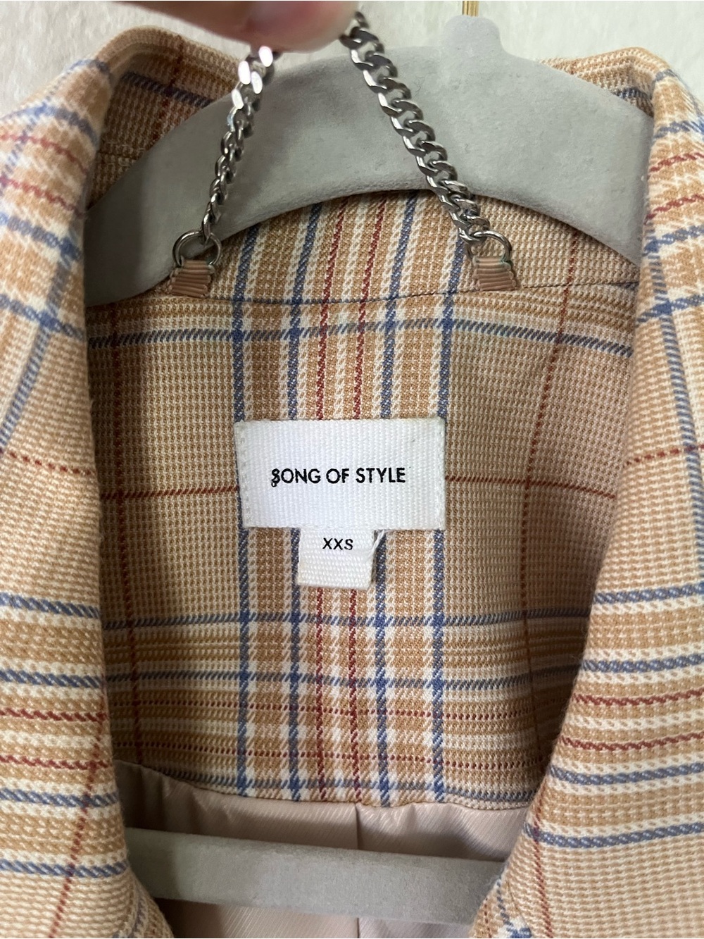 Revolve Song of Style Ansley Dual Breast Blazer Camel Multi Check Women Size S/M - Picture 9 of 16
